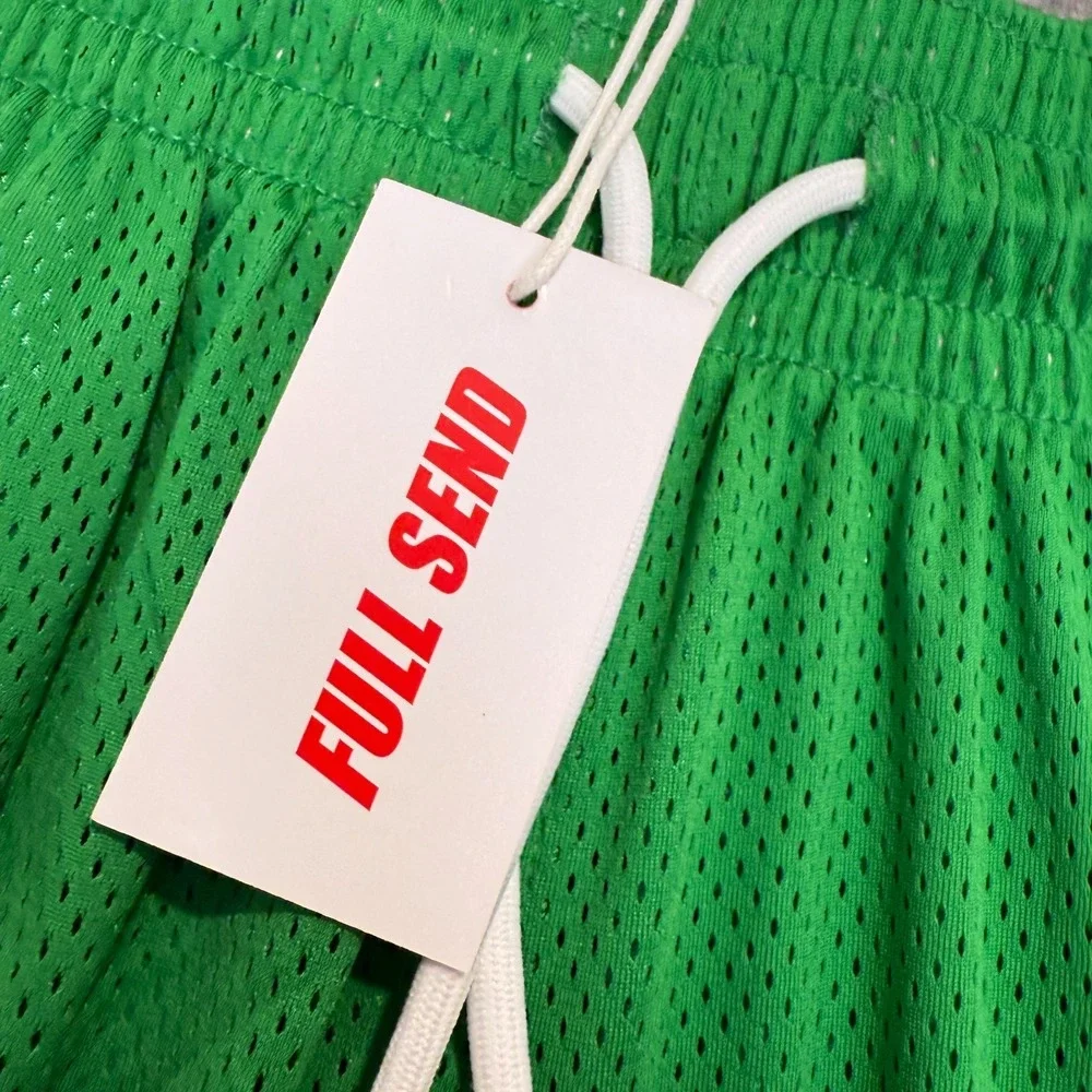 Full Send Nelk Boys Mesh Basketball Shorts Mens XL Green Lined Stretch‎ Jersey